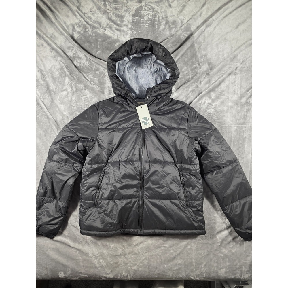 NWT HoodLamb Women's XL Black‎ Hemp Lined Water Repellant Hooded Puffer Jacket